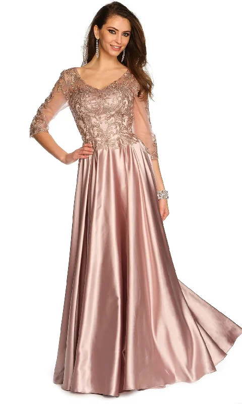 Dave & Johnny 11362 - Illusion Sleeve A-Line Formal Dress