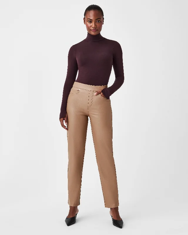 Leather-Like Straight Leg Pant