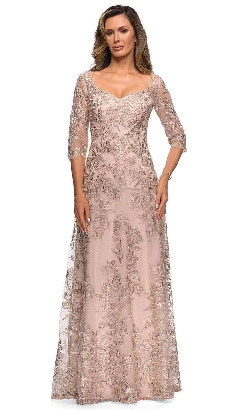 La Femme 28053SC - Floral Embroidery Formal Dress