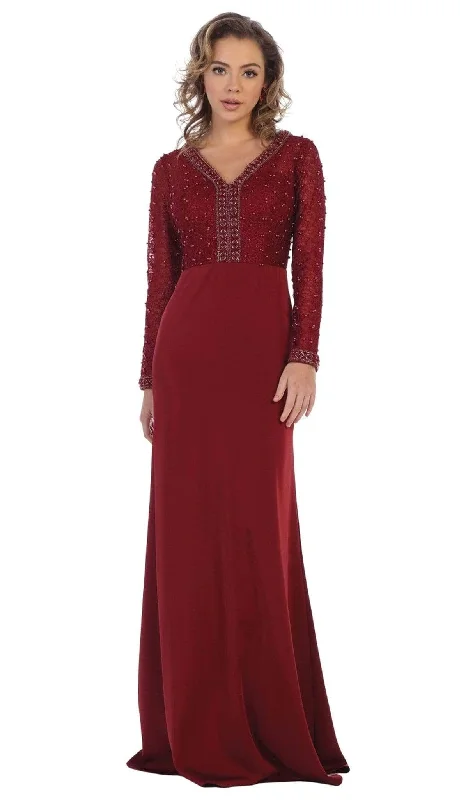 May Queen RQ7692 - Beaded V-Neck Formal Dress