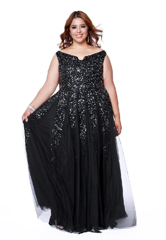 Shail K 12202W - Sequined A-Line Formal Dress