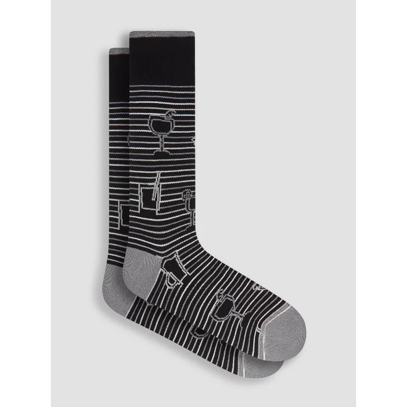 Bugatchi Cocktails Mercerized Socks - Black