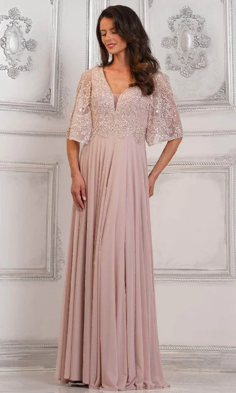 Marsoni by Colors MV1302 - V-Neck Beaded Ornate Formal Dress