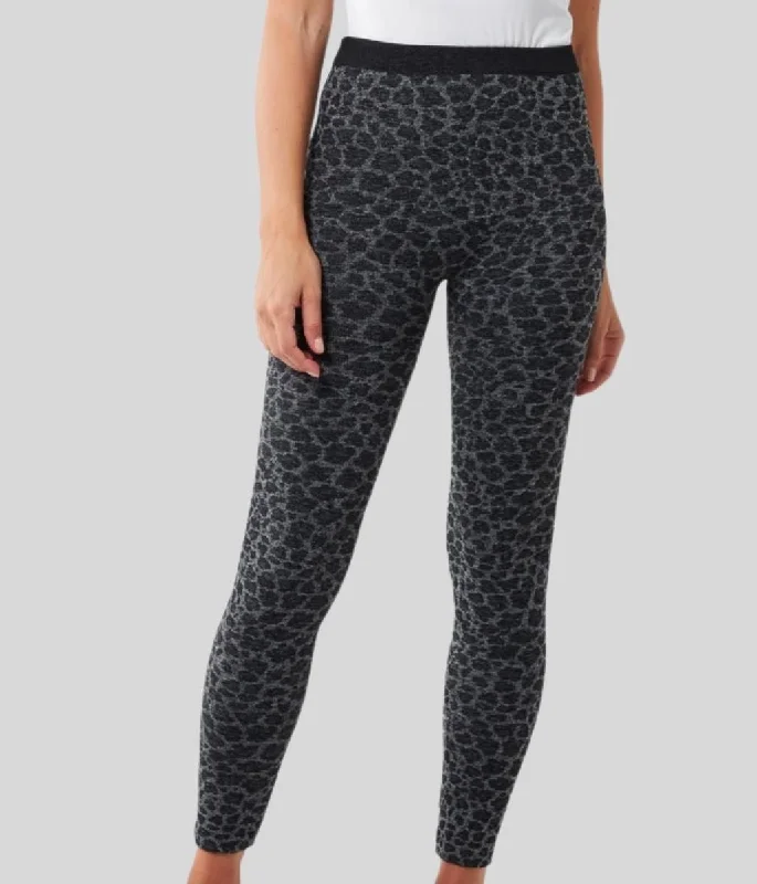 Leopard Jacquard Fleece Lined Leggings