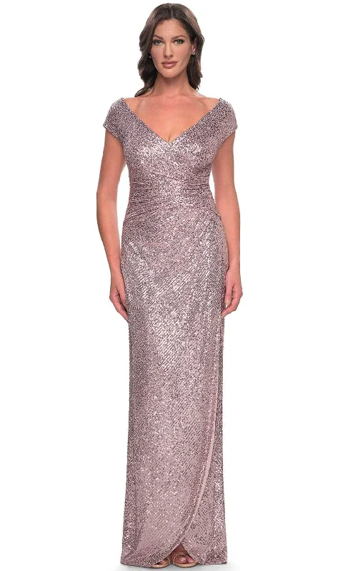 La Femme 30865SC - Sequined V-Neck Formal Dress