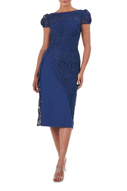 Kay Unger 5519268 - Embroidered Tea Length Formal Dress