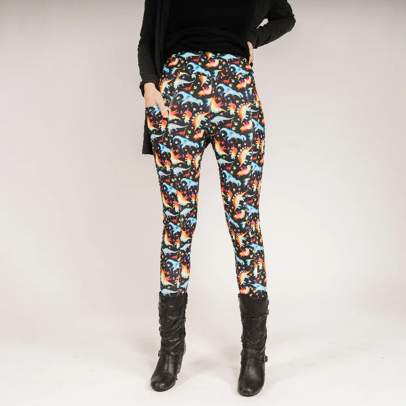 Rainbowsaurus Adults Leggings with Pockets [FINAL SALE]