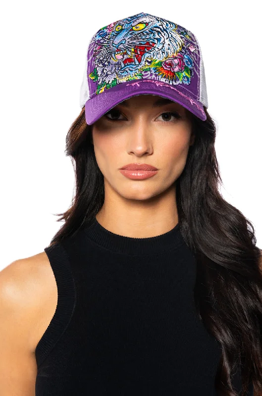 ED HARDY FLORAL TIGER TRUCKER HAT