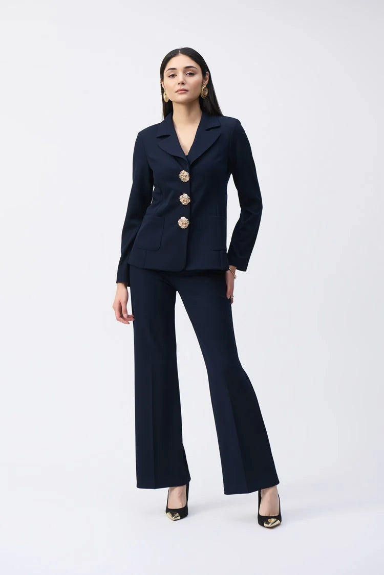 Joseph Ribkoff Midnight Blue Scuba Crepe Fitted Blazer