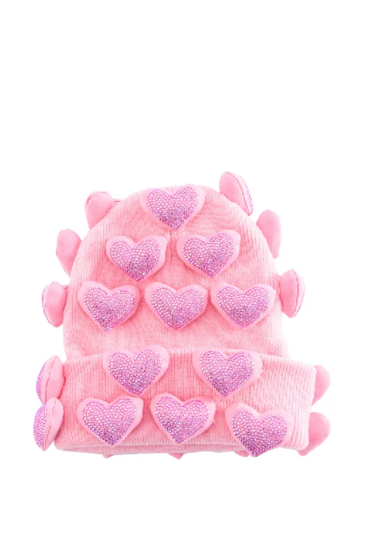 PINK PRINCESS HEART BEANIE