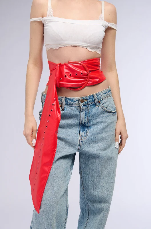 BIGGER IS ALWAYS BETTER PU BELT IN RED