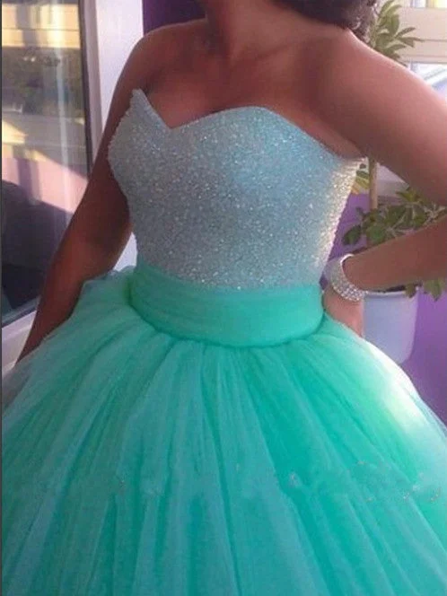 Custom Made Sweetheart Neck Floor Length Ball Gown, Green Prom Dresses, Evening Dresses