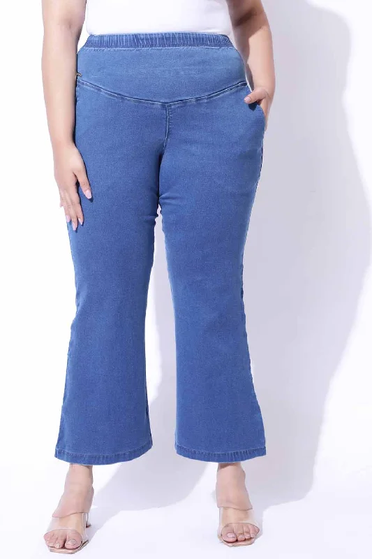 Plus Size Bermuda Blue Flare Jeans