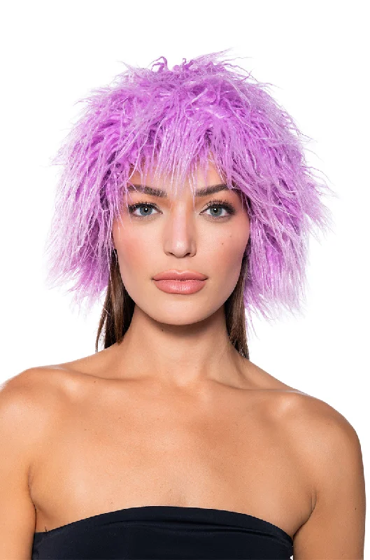 CALL ME CRAZY FAUX MOHAIR BUCKET HAT IN PURPLE