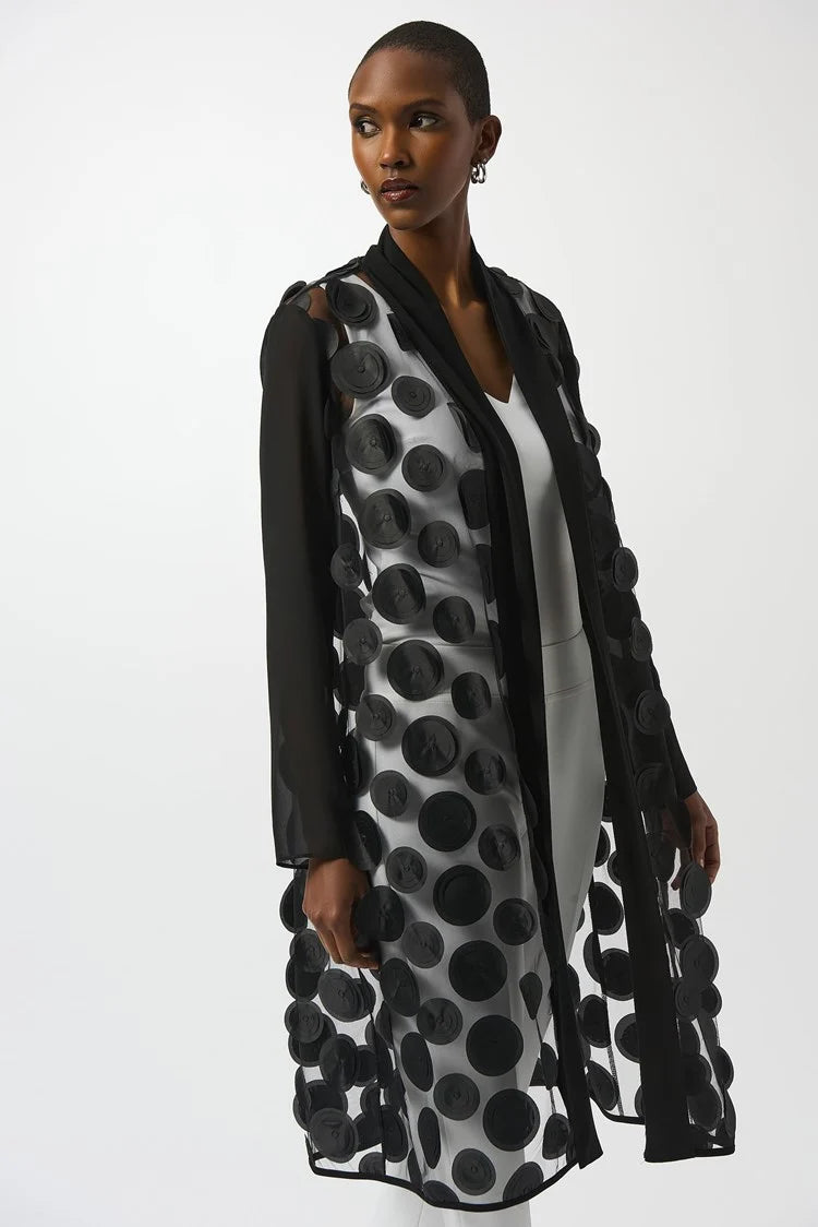 Joseph Ribkoff Black 3D Dot and Mesh Cover-Up