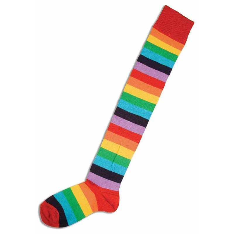 Multicolor knee high clown socks for adults