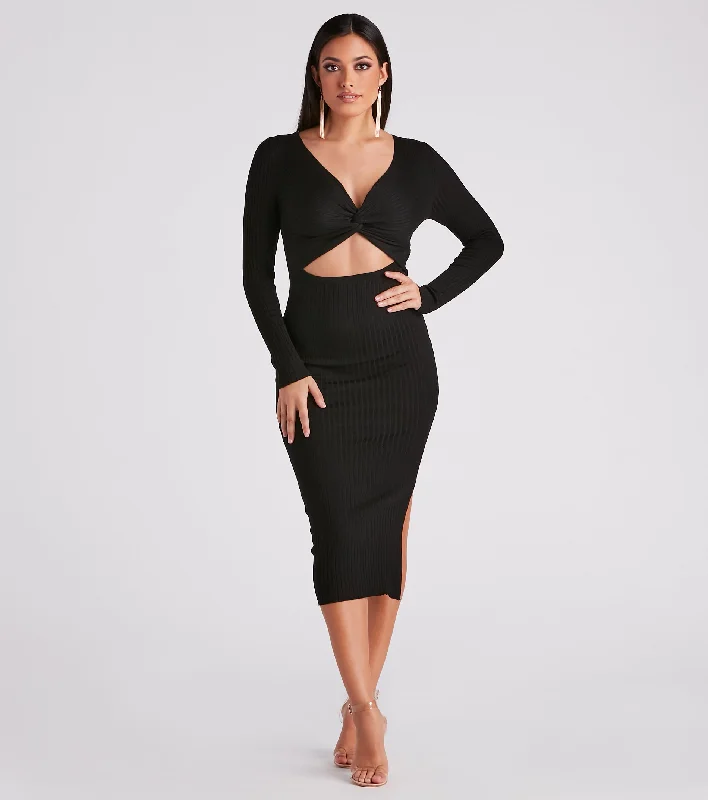 Twist It Up Sweater Midi Dress