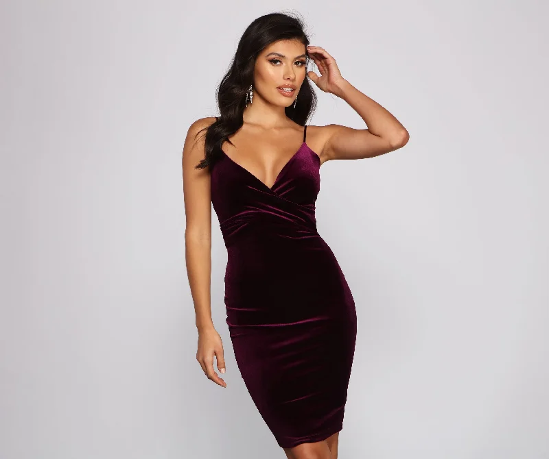 Luxe Velvet Wrap Front Midi Dress