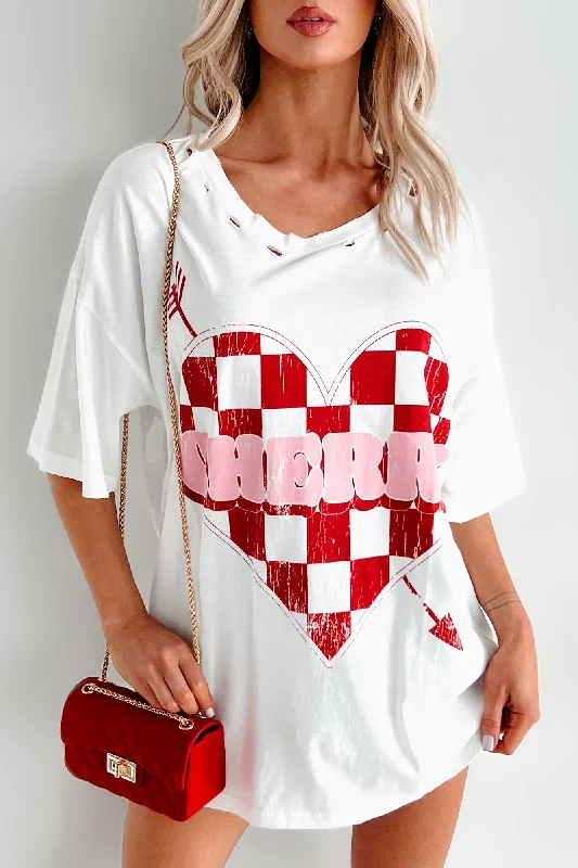 Unexpected Feelings Checker Heart Graphic Tee (Ivory)