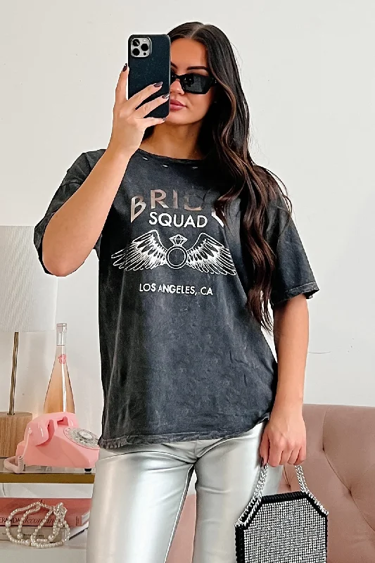 "Bride Squad" Distressed Graphic Tee (Charcoal)