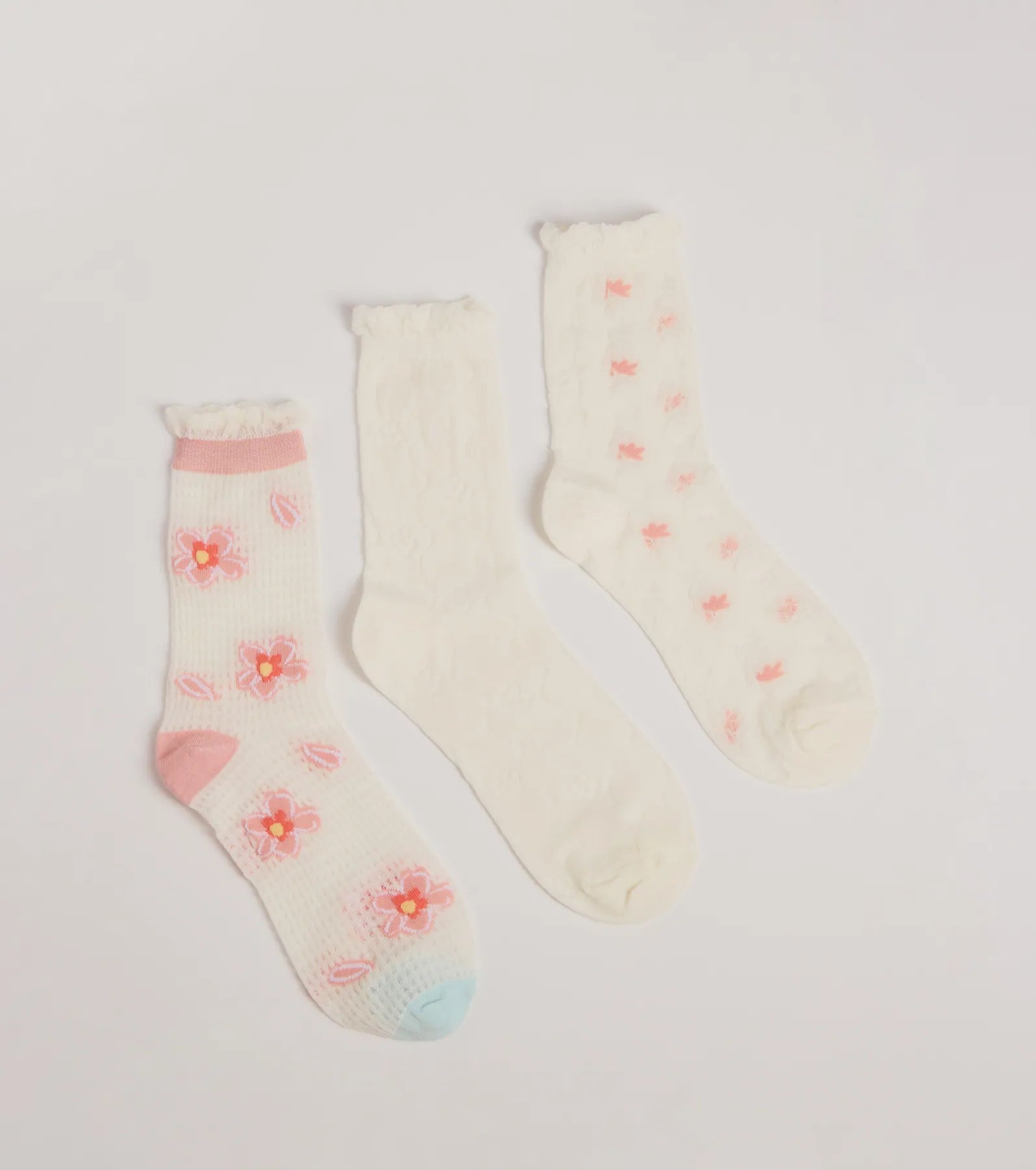 Floral Charm Three-Pack Sock Set