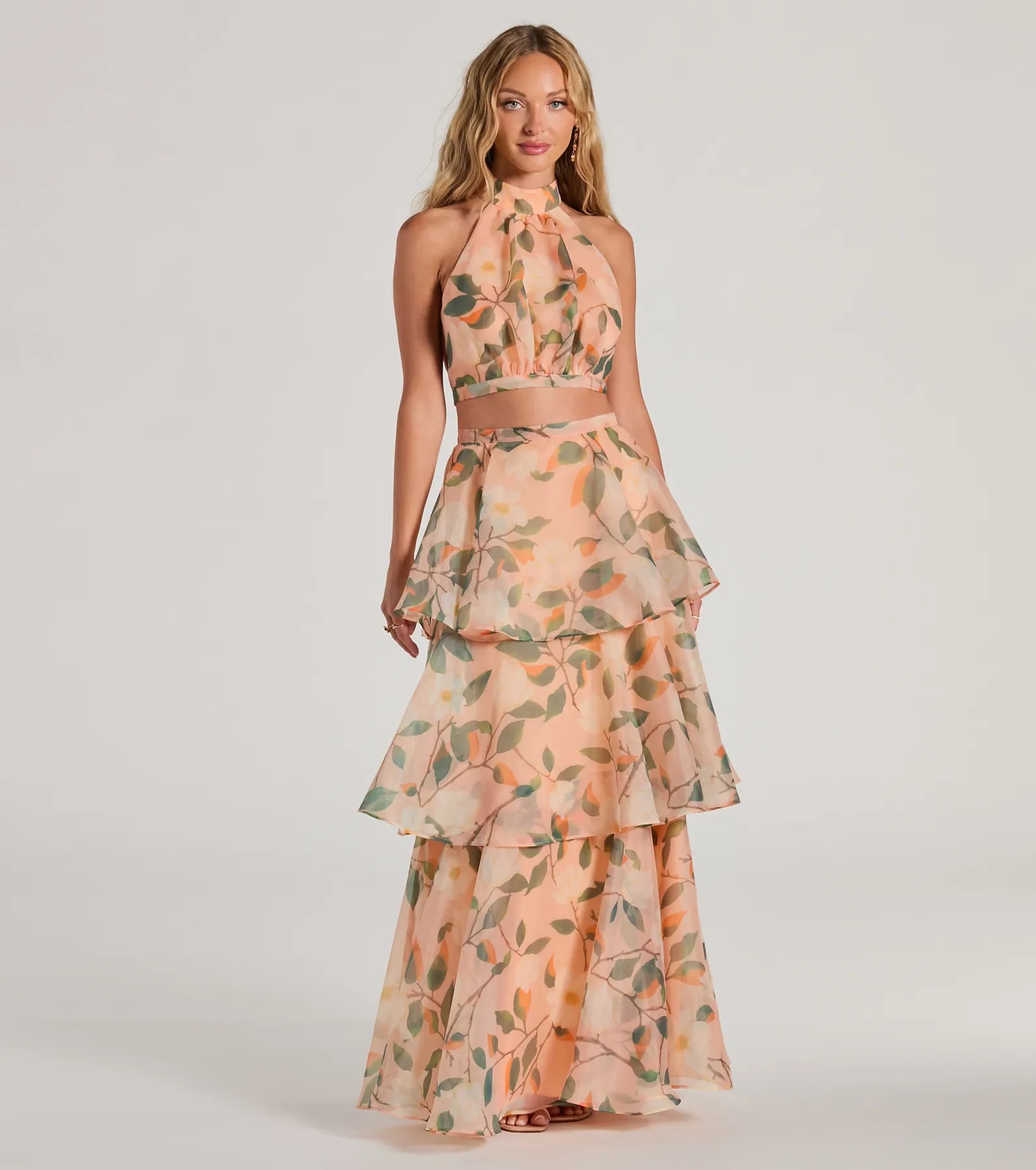 Gorgeous Perfection Ruffled Floral Chiffon Maxi Skirt