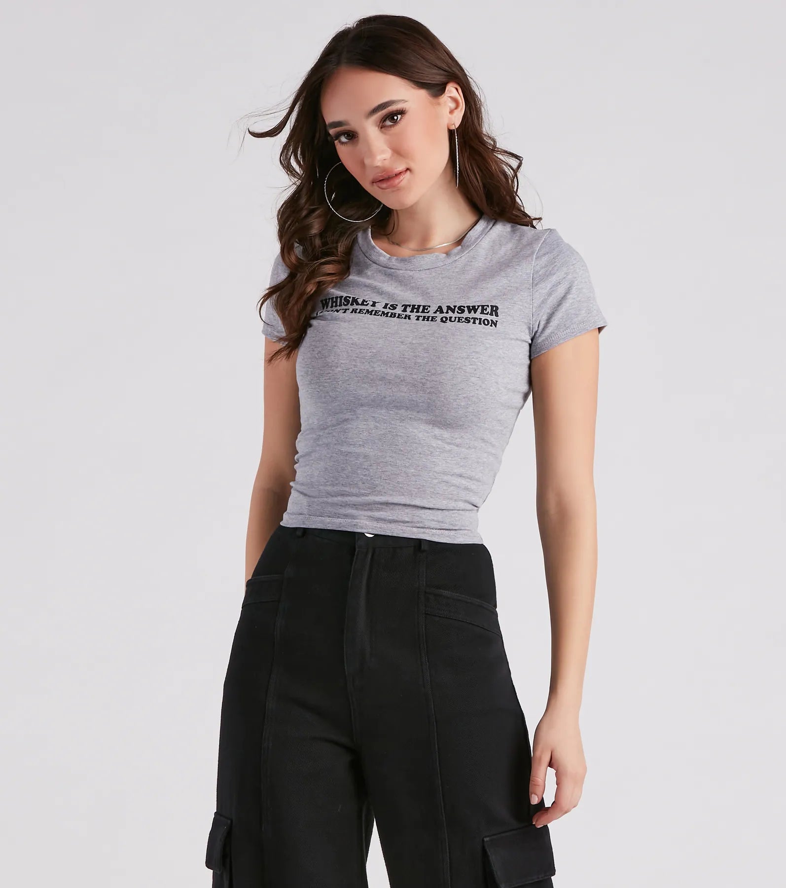 Whiskey Is The Answer Cropped Graphic Tee