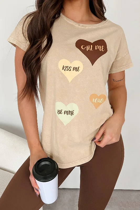 Heartfelt Words Mineral Wash Graphic Tee (Taupe)