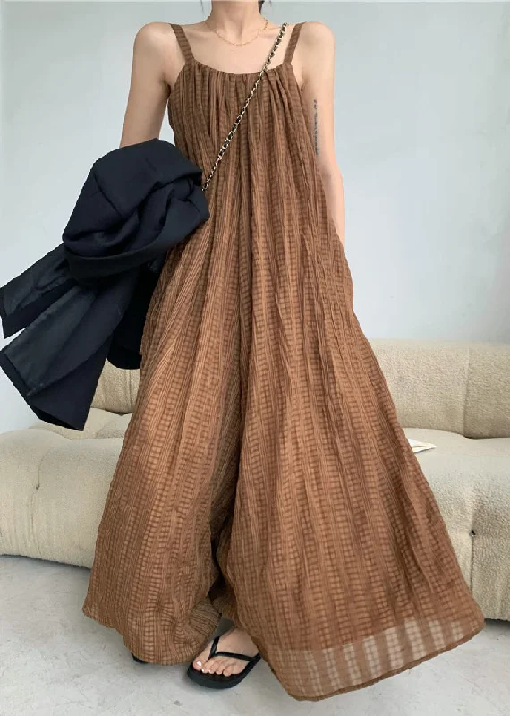 Diy Brown Backless Spaghetti Strap Dress Jumpsuits Summer