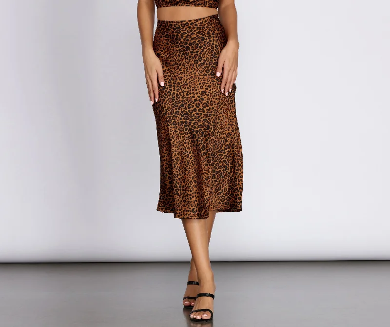 Leopard Flare Midi Skirt