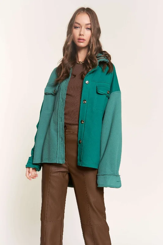 HUNTER GREEN  COLLARED LONG SLEEVES JACKET SNT8230P