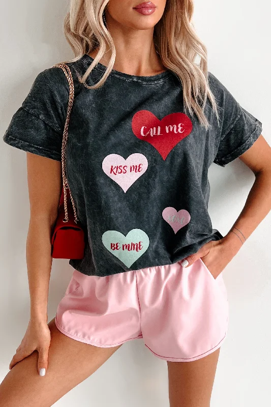 Heartfelt Words Mineral Wash Graphic Tee (Charcoal)