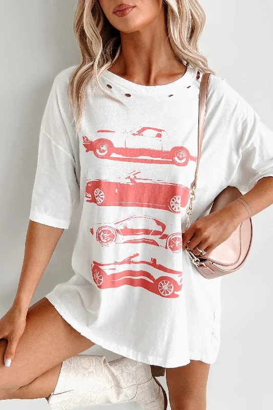 My Car Crush Oversized Distressed Graphic Tee (Ivory)