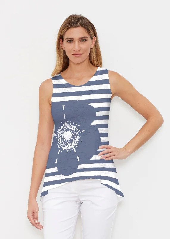 Poppy Navy Stripes-Dots (7028) ~ Signature High-low Tank