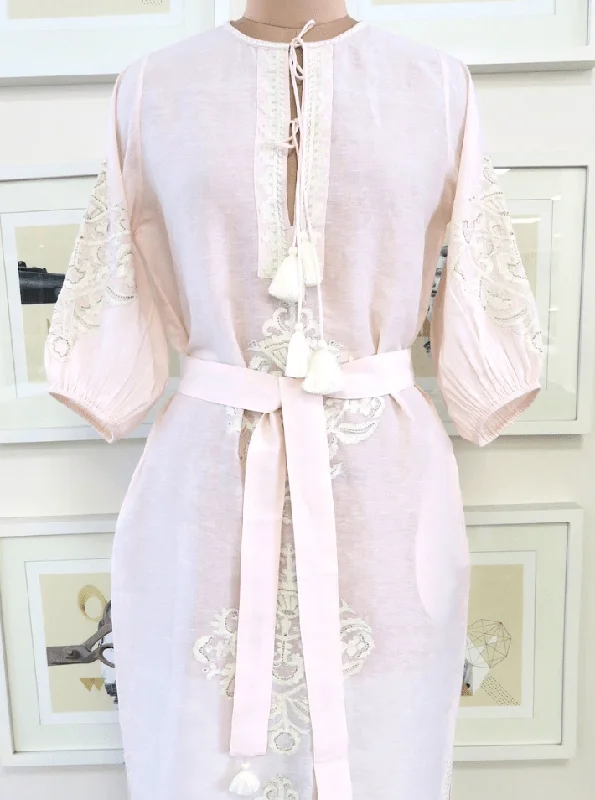 Tahiti Dress in Baby Pink & Gold