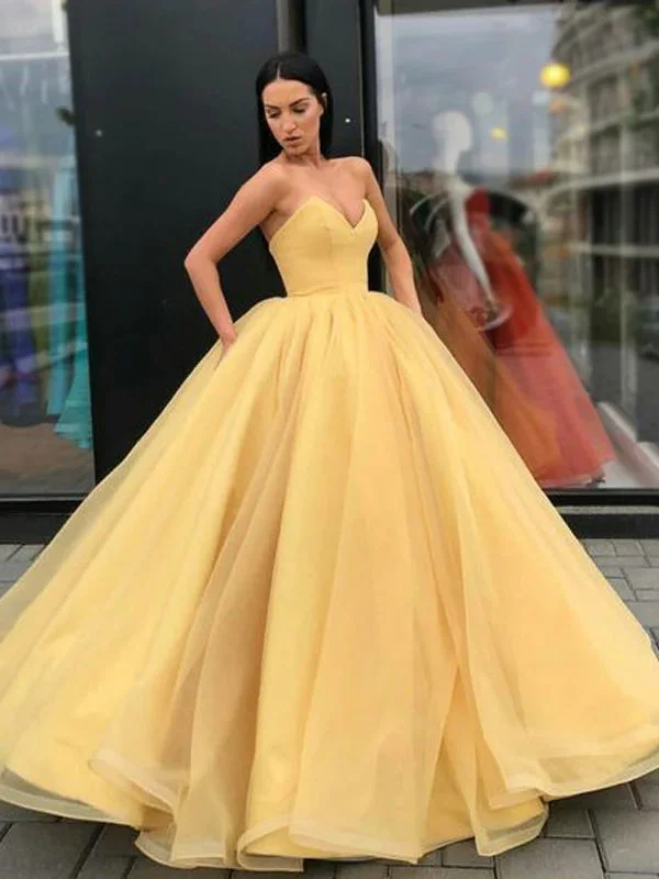 Sweetheart Yellow Long Modest Prom Gwon, Long A-line Fashion Prom dress, PD0874